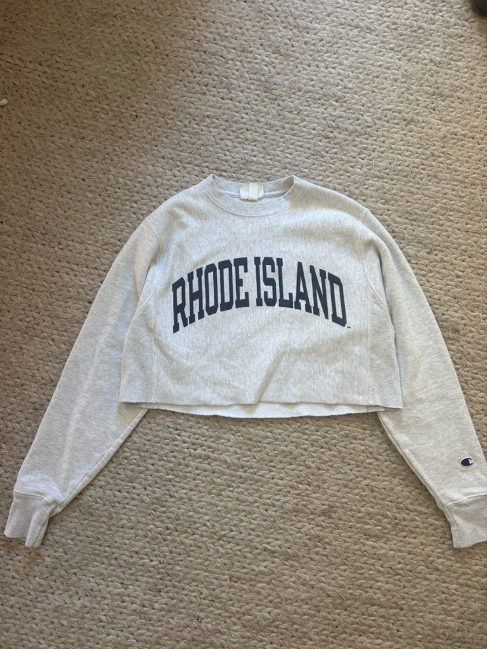 Champion Light Gray Reverse Weave Cropped Crewneck Sweatshirt
